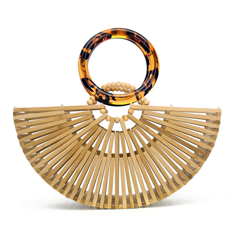 New Bamboo BagsAcrylic Handbags Hollow Woven Bags European and American Style Retro Beach Bags
