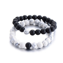 Load image into Gallery viewer, 2Pcs/Set Couples Distance Bracelet Classic Natural Stone White and Black Yin Yang Beaded Bracelets for Men Women Best
