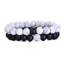 Load image into Gallery viewer, 2Pcs/Set Couples Distance Bracelet Classic Natural Stone White and Black Yin Yang Beaded Bracelets for Men Women Best
