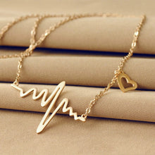 Load image into Gallery viewer, Simple Wave Heart Necklace Chic ECG Heartbeat Gold Pendant Charm Lightning Necklace for Women Vintage Jewelry
