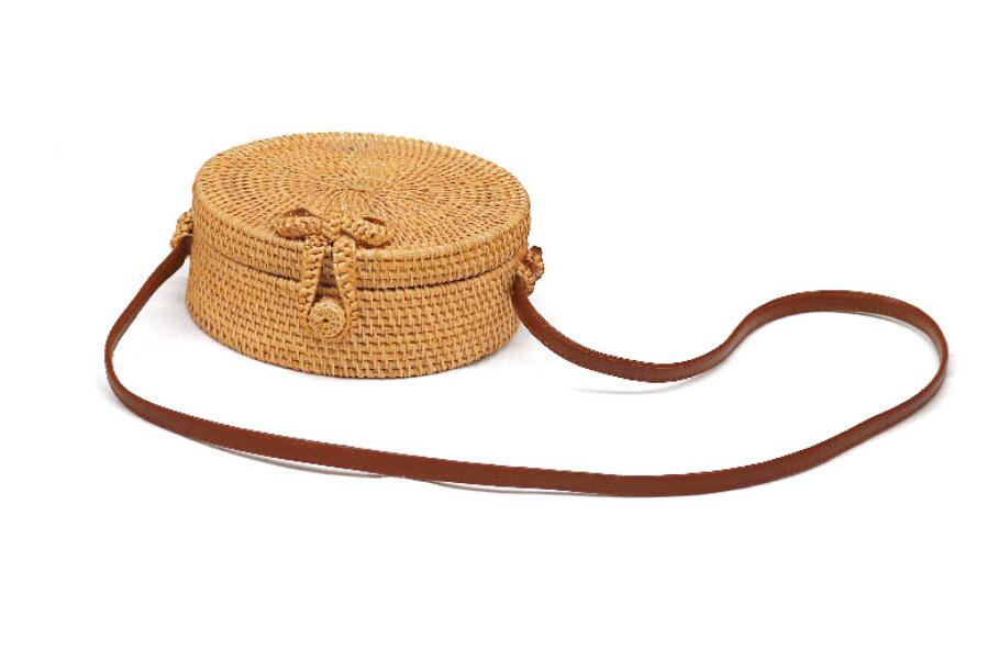 Round Straw Bags  Rattan Bag Handmade Woven  Body Bag Circle Bohemia Handbag