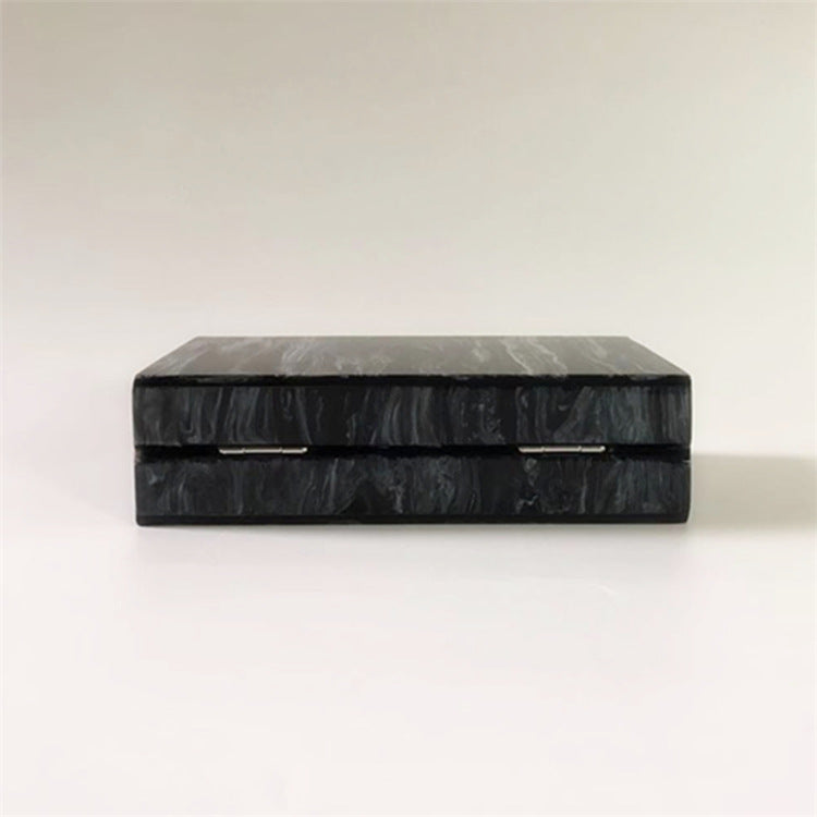 New Round Toe Marbled Acrylic Evening Bag Fashion Black Versatile Clutch Messenger Bag