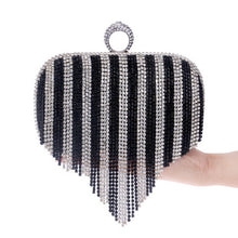 Load image into Gallery viewer, Tassel Rhinestone Finger Ring Evening Bags Diamonds Wedding Handbags Women Day Clutch Mini Purse Bag With Chain
