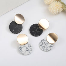 Load image into Gallery viewer, Arrival Unique Black Trendy Double Round Drop Earrings With Natual Stones Metal Statement Earrings for Women Fashion Jewelry
