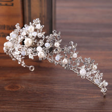 Load image into Gallery viewer, Silver Crystal Bridal Tiara With Pearls Headband Wedding Crown For Brides Marriage Accessories
