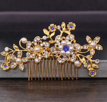 Load image into Gallery viewer, Hair comb, bridal rhinestone and pearl headdress, wedding dress accessories
