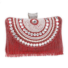 Load image into Gallery viewer, Rhinestones Tassel Clutch Diamonds Beaded Metal Evening Bags Chain Shoulder Messenger Purse Evening Bags For Wedding Bag
