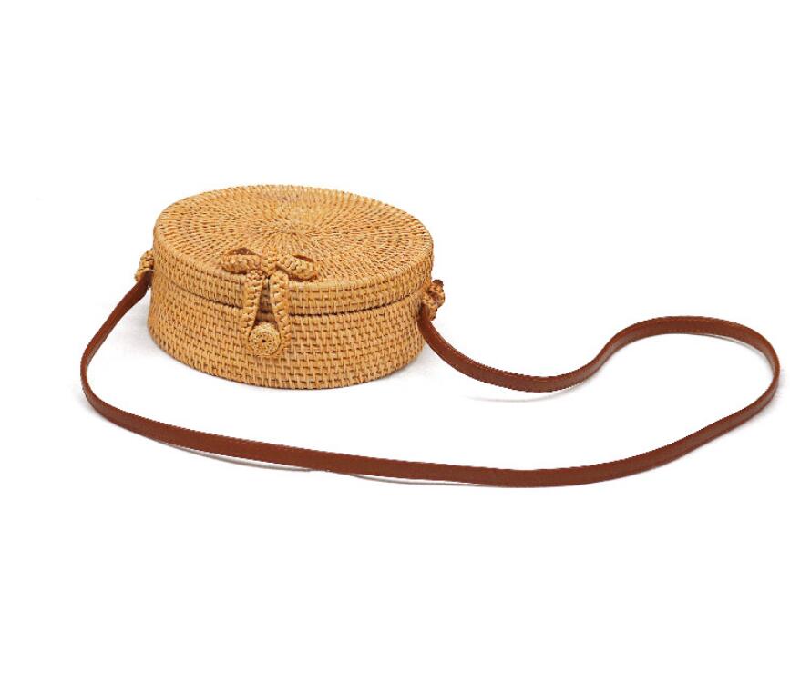 Round Straw Bags  Rattan Bag Handmade Woven  Body Bag Circle Bohemia Handbag