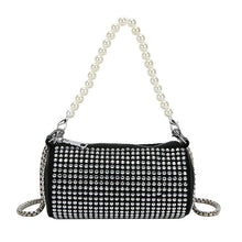 Load image into Gallery viewer, Women&#39;s Fashion Messenger Bag Pearl Hand Cylinder Bag Crossbody Chain Bright Diamond Bag
