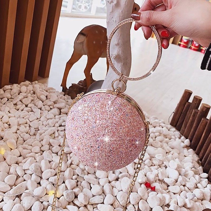 Chain Bags Woman Handbag Shoulder Bag Purse Crystal Ball Party Glitter Cross Body Female Birthday Gifts For Girls Shining Design
