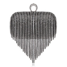 Load image into Gallery viewer, Tassel Rhinestone Finger Ring Evening Bags Diamonds Wedding Handbags Women Day Clutch Mini Purse Bag With Chain
