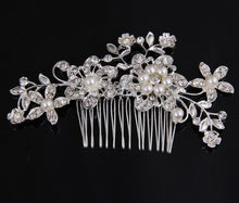 Load image into Gallery viewer, Hair comb, bridal rhinestone and pearl headdress, wedding dress accessories
