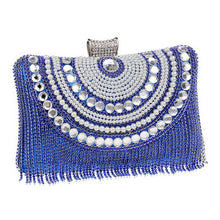 Load image into Gallery viewer, Rhinestones Tassel Clutch Diamonds Beaded Metal Evening Bags Chain Shoulder Messenger Purse Evening Bags For Wedding Bag
