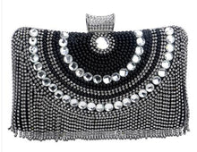 Load image into Gallery viewer, Rhinestones Tassel Clutch Diamonds Beaded Metal Evening Bags Chain Shoulder Messenger Purse Evening Bags For Wedding Bag
