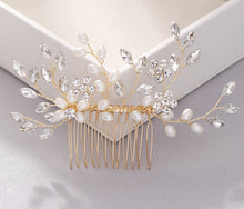 Load image into Gallery viewer, Pearl hair comb headdress Hand-woven crystal comb hair accessories
