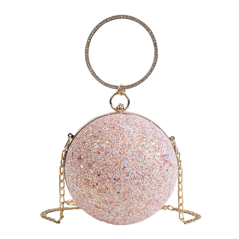 Chain Bags Woman Handbag Shoulder Bag Purse Crystal Ball Party Glitter Cross Body Female Birthday Gifts For Girls Shining Design