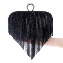 Load image into Gallery viewer, Tassel Rhinestone Finger Ring Evening Bags Diamonds Wedding Handbags Women Day Clutch Mini Purse Bag With Chain
