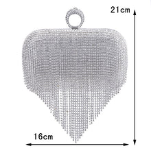 Load image into Gallery viewer, Tassel Rhinestone Finger Ring Evening Bags Diamonds Wedding Handbags Women Day Clutch Mini Purse Bag With Chain
