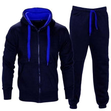 Load image into Gallery viewer, Casual Solid Tracksuit Zipper Hooded Sweatshirt Jacket +Sweatpants Mens Tracksuit
