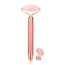 Load image into Gallery viewer, Vibrating Natural Rose Quartz Jade Roller Face Lifting Real Genuine Green Jade Stone Facial Roller Beauty Massage Tool
