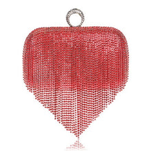 Load image into Gallery viewer, Tassel Rhinestone Finger Ring Evening Bags Diamonds Wedding Handbags Women Day Clutch Mini Purse Bag With Chain
