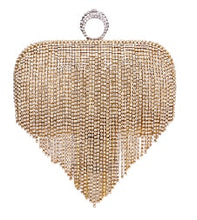 Load image into Gallery viewer, Tassel Rhinestone Finger Ring Evening Bags Diamonds Wedding Handbags Women Day Clutch Mini Purse Bag With Chain
