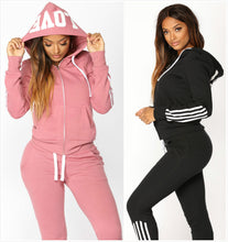 Load image into Gallery viewer, Pant Tops 2Pcs Set Women Ladies Tracksuit Crop Hoodies Sweatshirt Pants Sets Leisure Wear Casual Suit
