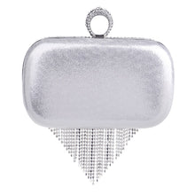 Load image into Gallery viewer, Tassel Rhinestone Finger Ring Evening Bags Diamonds Wedding Handbags Women Day Clutch Mini Purse Bag With Chain
