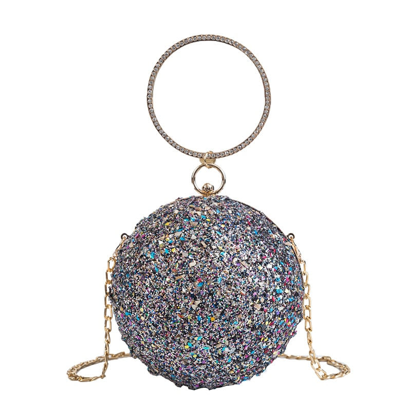 Chain Bags Woman Handbag Shoulder Bag Purse Crystal Ball Party Glitter Cross Body Female Birthday Gifts For Girls Shining Design