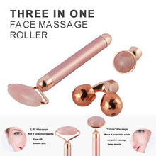 Load image into Gallery viewer, Best Electric Vibrating Natural Rose Quartz Jade Facial Roller
