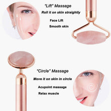 Load image into Gallery viewer, Best Electric Vibrating Natural Rose Quartz Jade Facial Roller
