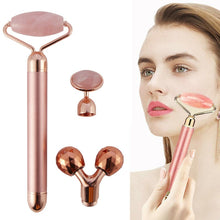 Load image into Gallery viewer, Best Electric Vibrating Natural Rose Quartz Jade Facial Roller
