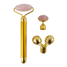 Load image into Gallery viewer, Best Electric Vibrating Natural Rose Quartz Jade Facial Roller
