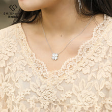 Load image into Gallery viewer, Four Leaf Clover Necklace Pure S925 Silver Zircon White Shell Female
